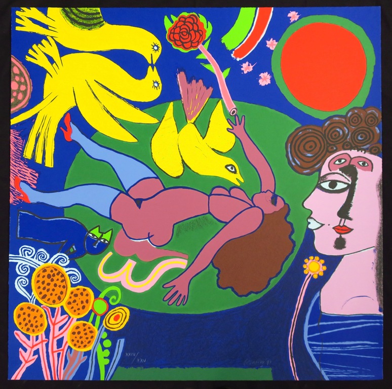 Corneille: Zeefdruk, Femme a la fleur (Groot) verkocht voor € 450!