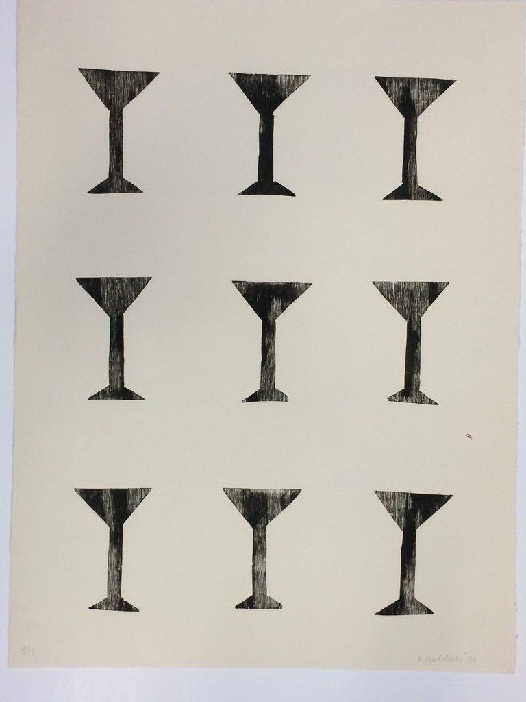 Klaas Gubbels, fraaie houtdruk Glaasjes uit 2003:9/13 kopen? Bied vanaf 385!