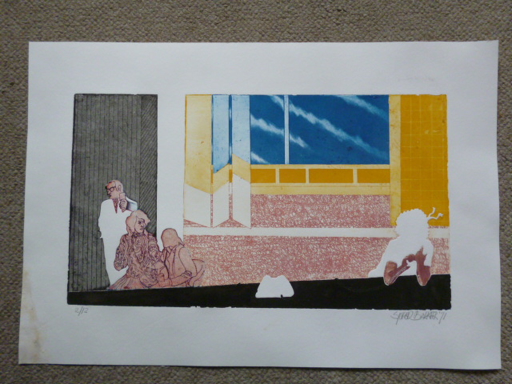 Sjoerd Bakker - kleurenets - Drie personen bij vrouw met telefoonhoorn kopen? Bied vanaf 35!