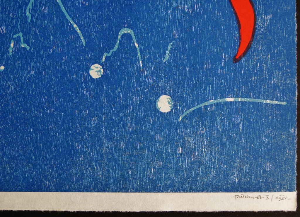 Jef Diederen - Jef Diederen houtsnede op rijstpapier - 1988 kopen? Bied vanaf 85!