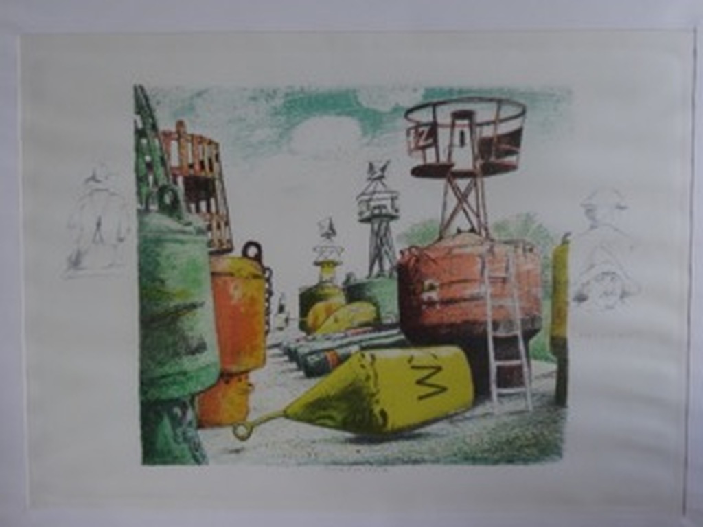 Hermanus Berserik, kleurengrafiek, "Boeien" verkocht voor € 75!