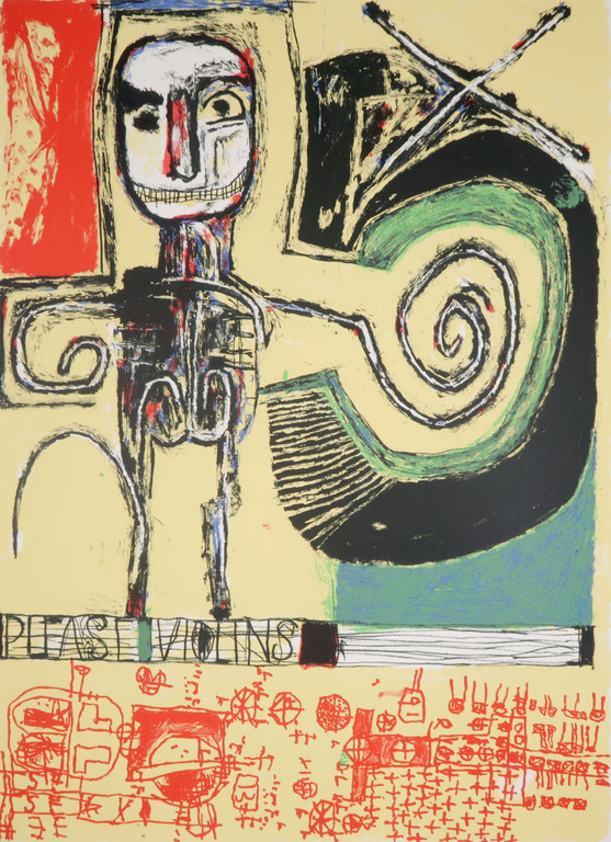 Rik van Iersel: Zeefdruk, Please Violins verkocht voor € 60!