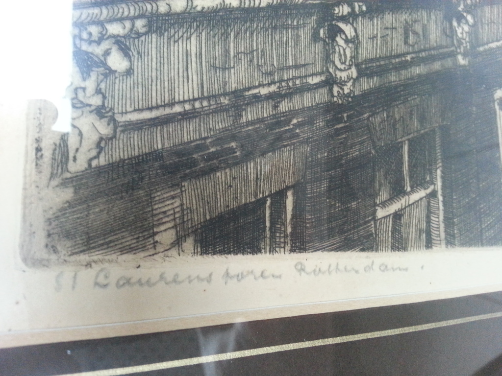 Jan Sirks - Laurenstoren Rotterdam, ets, hand gesigneerd en getiteld kopen? Bied vanaf 55!