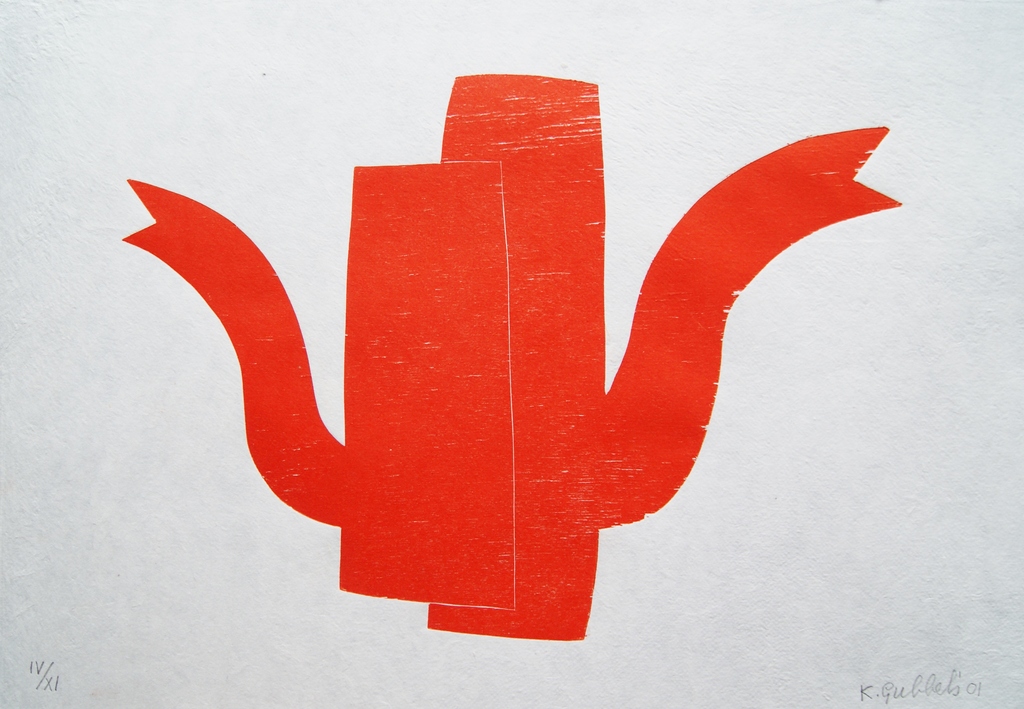 Klaas Gubbels gesigneerde houtdruk A+M - 2001 verkocht voor € 375!