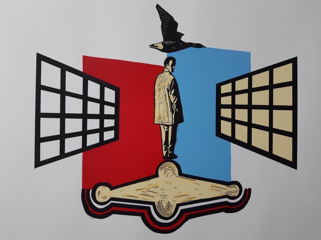 Hans Wap - Hans Wap - zonder titel - zeefdruk verkocht voor € 40!