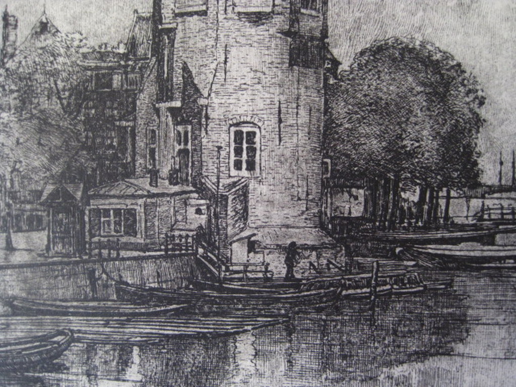 Knappe Ets "Montelbaanstoren Amsterdam" van Johannes Josseaud 1880-1935 kopen? Bied vanaf 1!