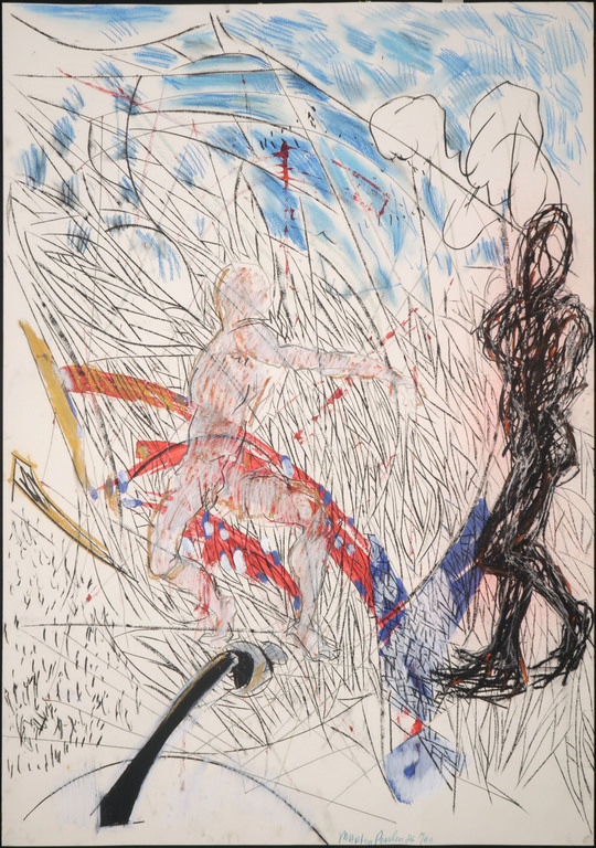 Martin Peulen: Olieverf en krijt op papier, Man kopen? Bied vanaf 50!