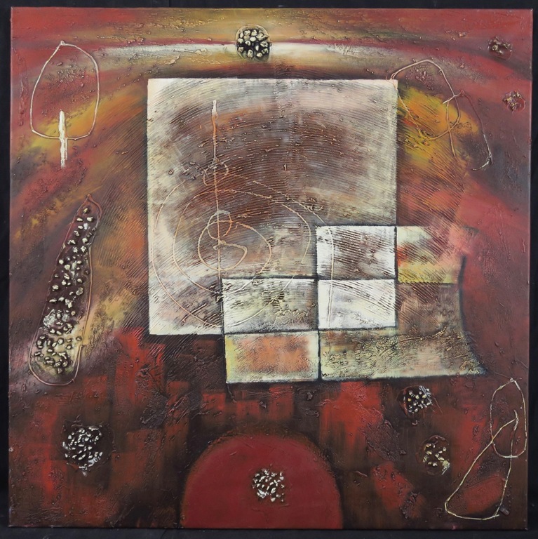 Han Teng: Gemengde techniek op doek, Red (groot) verkocht voor € 110!