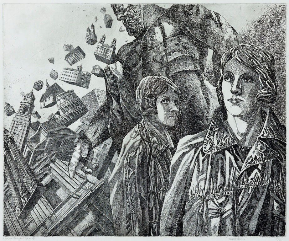 Wouter Hoogendijk: Ets, Sightseeing - Ingelijst kopen? Bied vanaf 20!