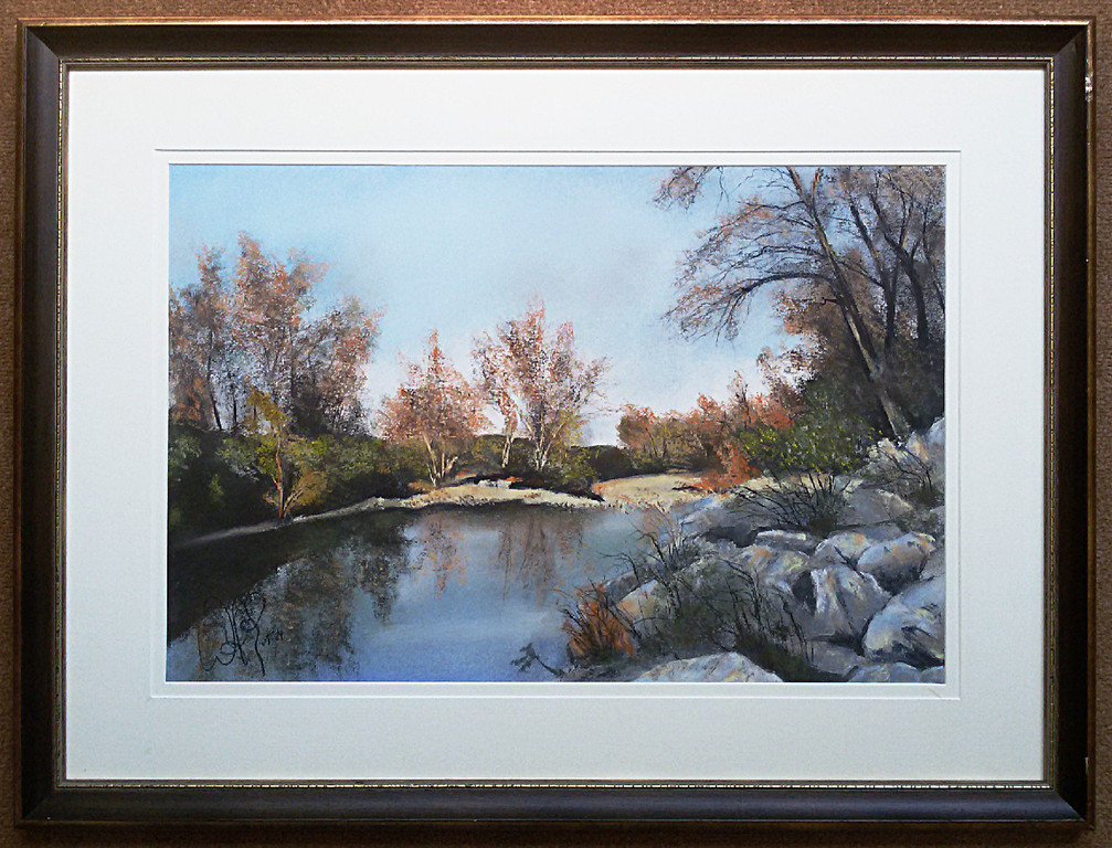Rivierlandschap, pastel (prachtig ingelijst) kopen? Bied vanaf 45!