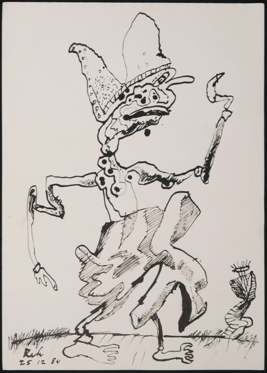 Rik van Iersel: Inkttekening, Fantasiefiguur met kroon kopen? Bied vanaf 80!