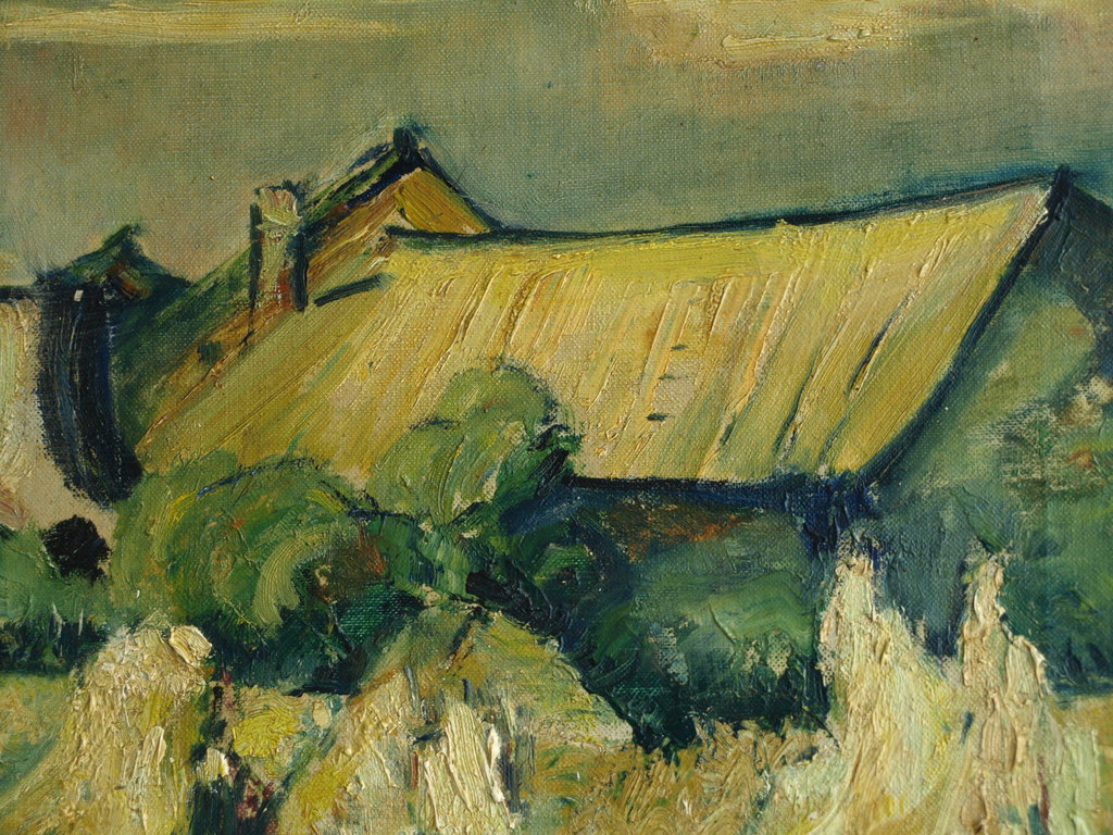 Onbekende kunstenaar : Olieverf op doek - Boerenlandschap – 1952  kopen? Bied vanaf 1!