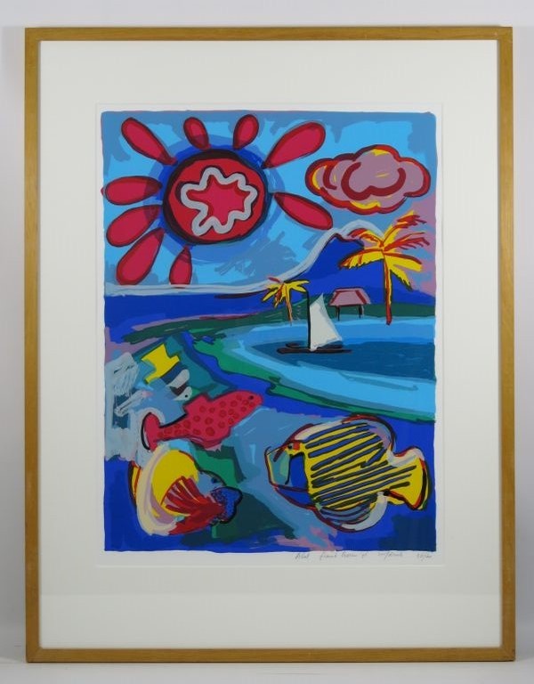 Frank Rosen, zeefdruk: Atol - ingelijst verkocht voor € 50!