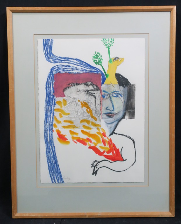 Philippe Hardy: Gemengde techniek, Z.T. Vrouwenhoofd - Ingelijst kopen? Bied vanaf 1!