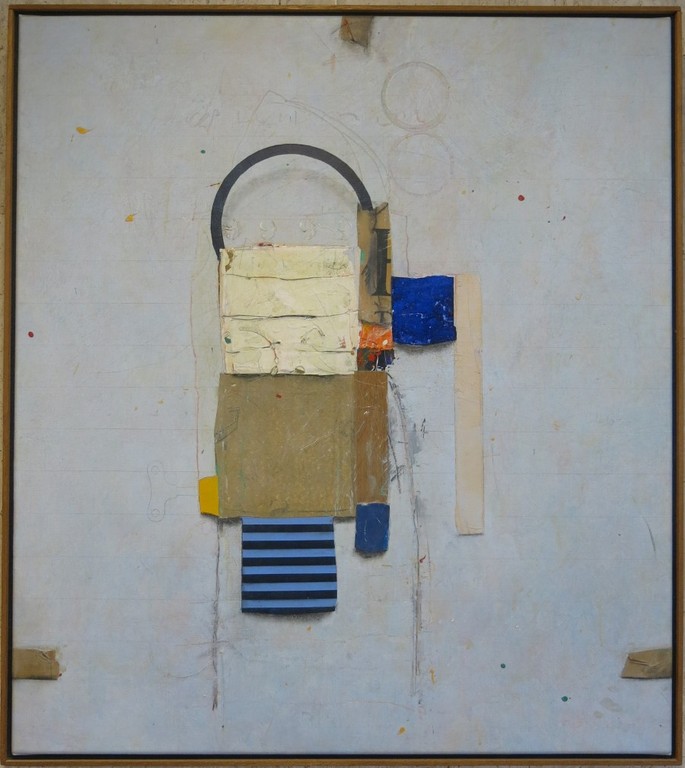 Cole Morgan: Olieverf en Collage op doek, 4 9's - Ingelijst verkocht voor € 2980!