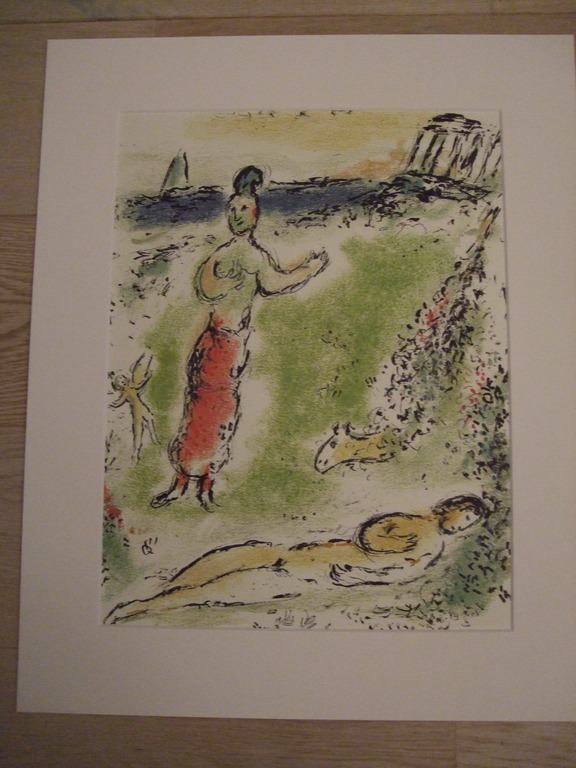 Marc Chagall, kleurenlitho uit de serie Odysseus Athene senkt Odysseus in den schlaf verkocht voor € 50!