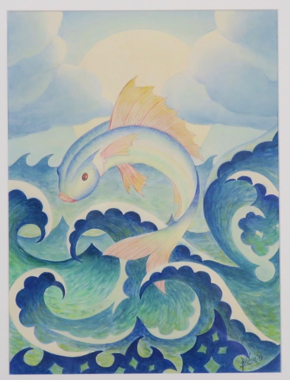Jan P.A. de Vries: Gouache, Vis - Ingelijst kopen? Bied vanaf 1!