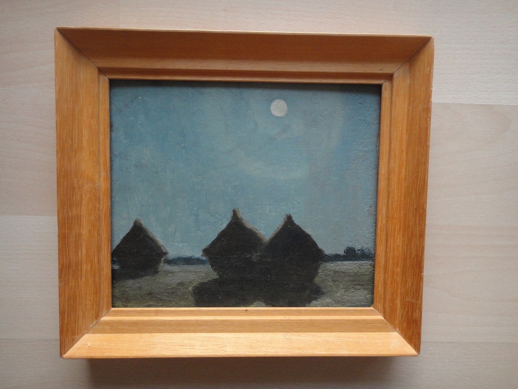 Hollandse school: olieverf op paneel, hollands landschap bij maanlicht kopen? Bied vanaf 1!