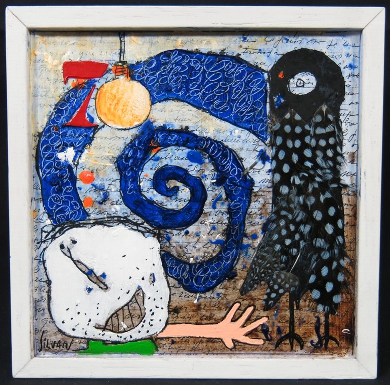 Christian Silvain: Gemengde techniek op doek, 7 - Ingelijst verkocht voor € 100!