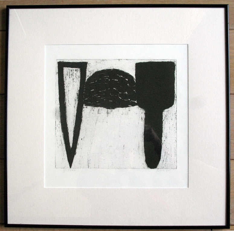 Grote ABSTRACTE ets - geframed in zuurvrij passepartout en INGELIJST in zwarte barth omlijsting kopen? Bied vanaf 150!