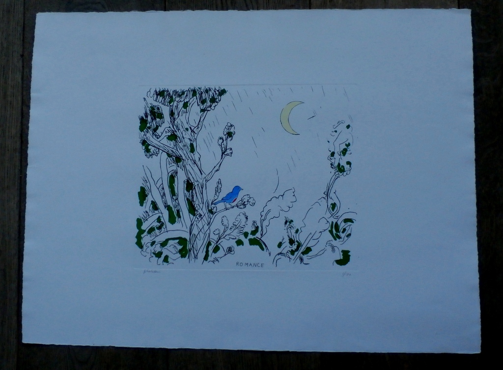 Pieter Holstein - handingekleurde ets: Romance - gesigneerd kopen? Bied vanaf 75!