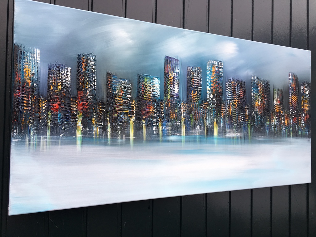 Gena - Skyline - Acrylverf op doek  kopen? Bied vanaf 315!