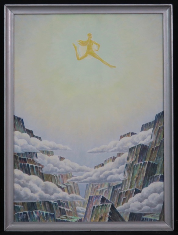 Jan P.A. de Vries: Gouache, Boven de wolken - Ingelijst kopen? Bied vanaf 1!