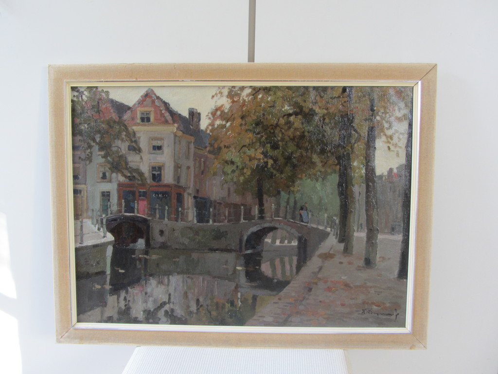 olieverf, stadsgezicht in Delft kopen? Bied vanaf 1!