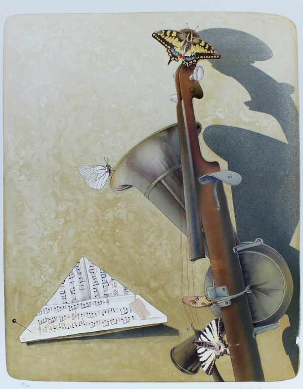 Ernst Hanke -Strohvioline- Prachtige Litho. Eigen druk.  Handgesigneerd. 1992 kopen? Bied vanaf 79!