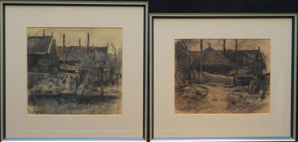 Piet van Wijngaerdt - krijttekeningen - Boerderijen kopen? Bied vanaf 180!