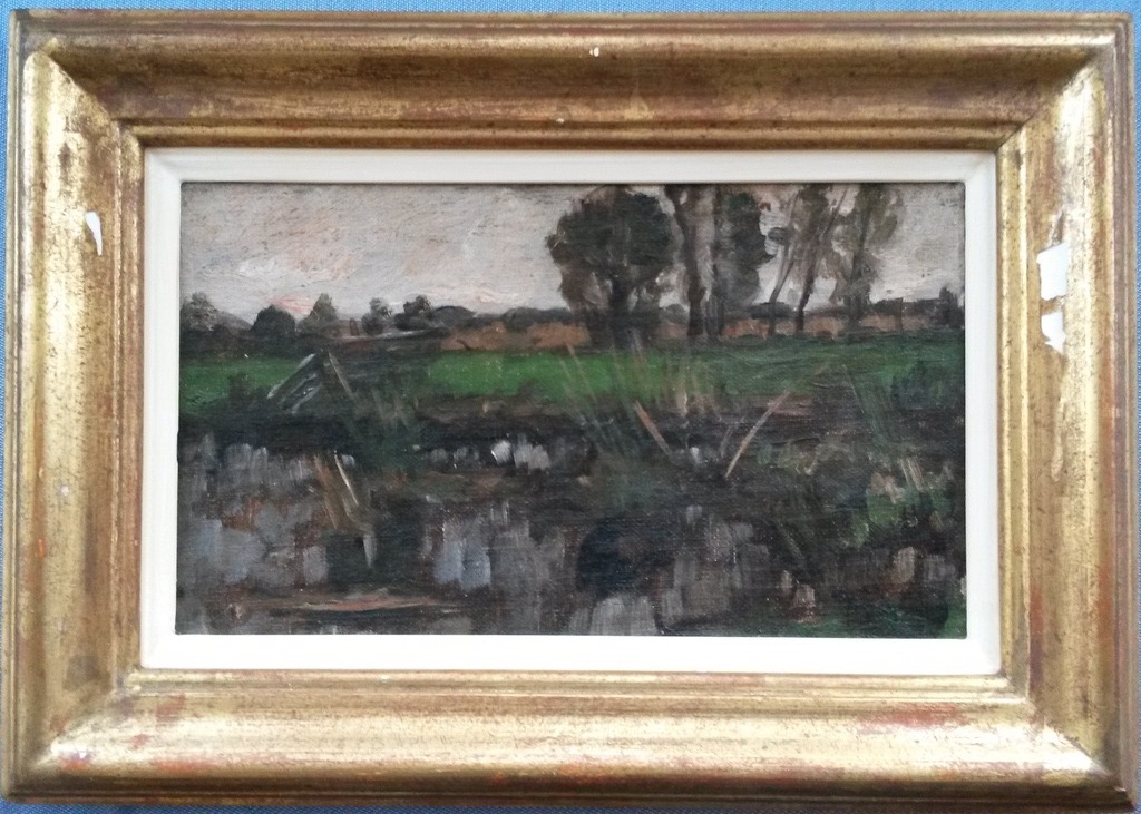 E.R.D. Schaap (1862-1939) - October Landschap - marouflé - gesigneerd  verkocht voor € 85!