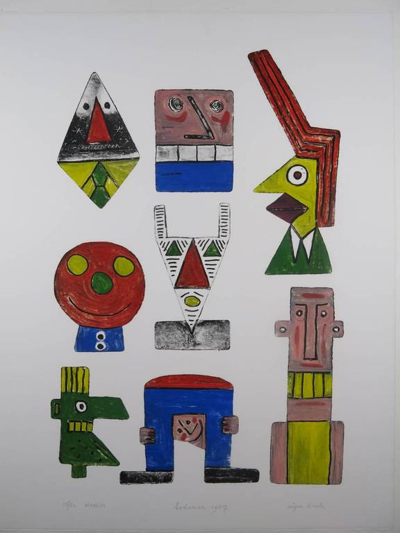 Bill Bodewes: Ets en litho, Manlui verkocht voor € 40!