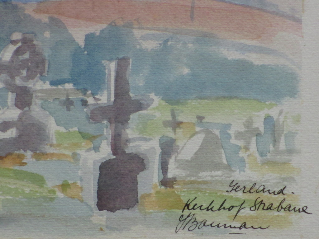 Hannie Bouman, Kerkhof Strabane Ierland, Aquarel kopen? Bied vanaf 1!