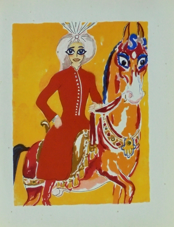 Kees van Dongen - Houtgravure 1955 - “ ,'Aladdin à cheval',1001 nacht verkocht voor € 50!