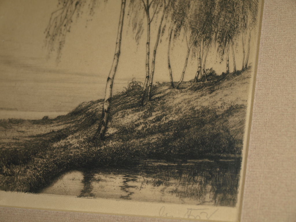 Onduidelijke signatuur: Ets – Landschap met bomen – Ingelijst - Oud kopen? Bied vanaf 40!