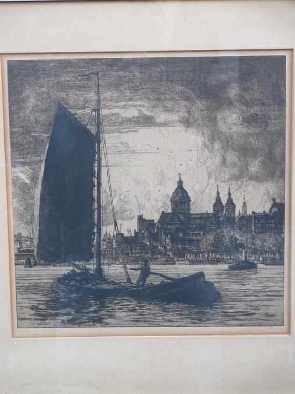 Albert Hemelman, Zeilschip voor Amsterdam, Ets verkocht voor € 55!