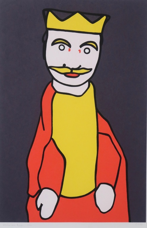 Wouter van Riessen: Zeefdruk, De koning - Ingelijst kopen? Bied vanaf 35!