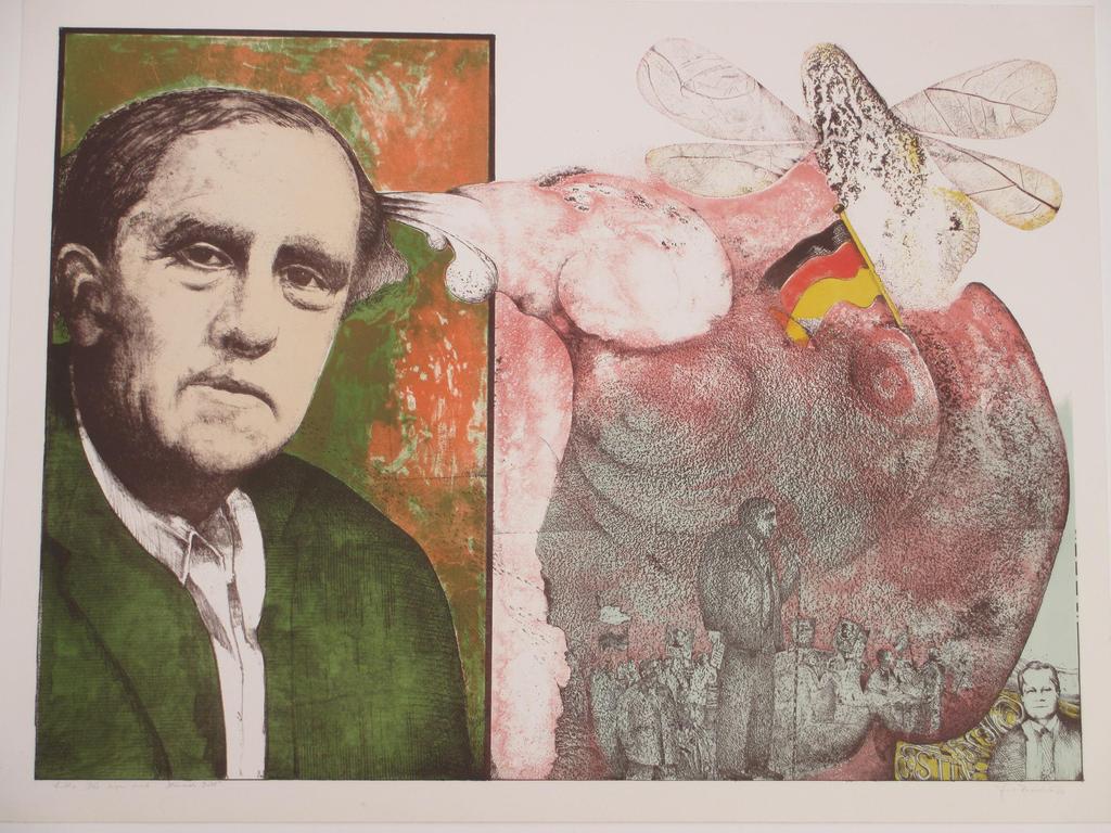 Georg Hadeler, Heinrich Böll, Kleurenlitho verkocht voor € 45!