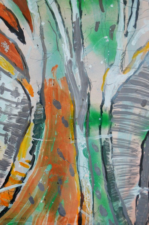 Arhan Gunermengi: Acryl op papier, Zonder titel -Ingelijst kopen? Bied vanaf 59!