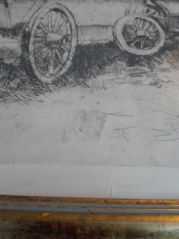 Arie van Mever, droge naald ets op papier 1946, Karren op de weg  kopen? Bied vanaf 30!