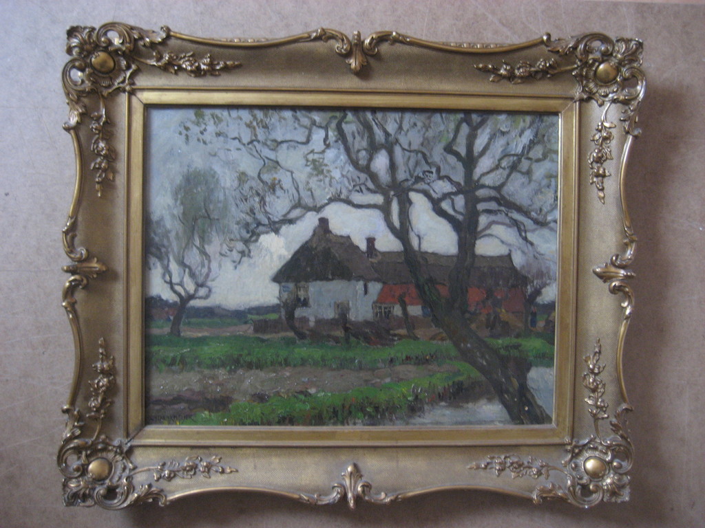 Charles Dankmeijer -  boerderij in landschap - olieverf - gelijst kopen? Bied vanaf 250!