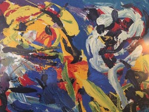 Karel Appel - Spelend in blauw - gesigneerde zeefdruk - oplage 300 ex. - 1977 kopen? Bied vanaf 600!