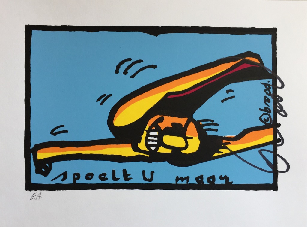 Herman Brood - Hand gesigneerde zeefdruk: "Spoelt U Maar" kopen? Bied vanaf 1!