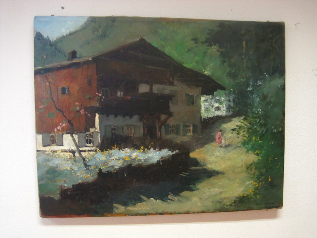 Herman Moerkerk 1879-1949 "moeder en kind bij chalet"olieverf ca. 1920  kopen? Bied vanaf 1!