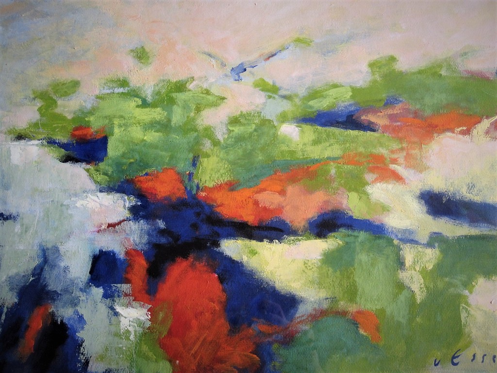 Indrukwekkend GROOT Acrylverf/Tempera schilderij "Land achter de Dijken" gesign. kopen? Bied vanaf 1!