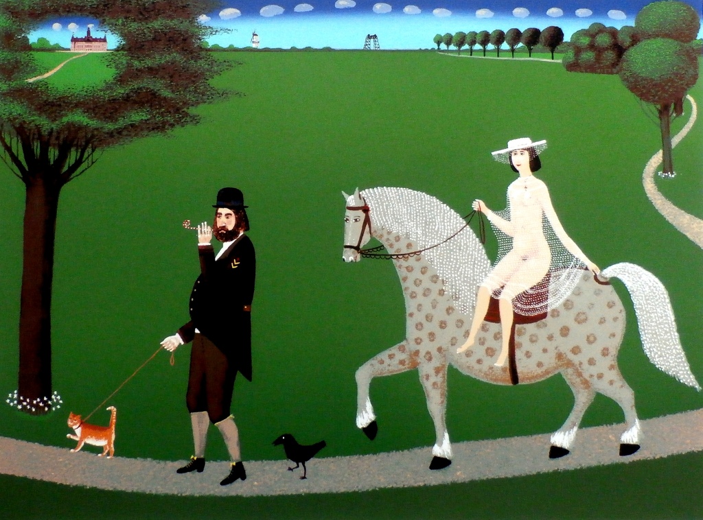 Willem Westbroek - Zeefdruk: walking the cat - 1981 verkocht voor € 100!