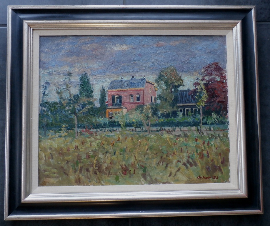 Otto B de Kat - Olieverf op doek: het rode huis kopen? Bied vanaf 695!