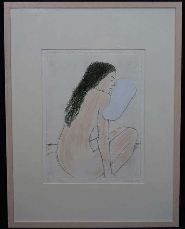 Iris van Dongen: Gemengde techniek, Wit - Ingelijst verkocht voor € 55!