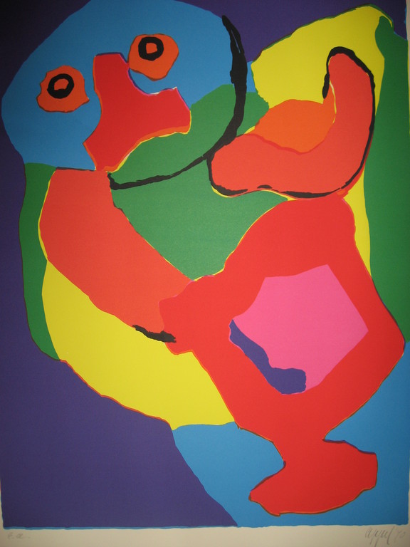 Karel Appel: Kleurenlitho - 'Dansende man' - 1970 kopen? Bied vanaf 450!