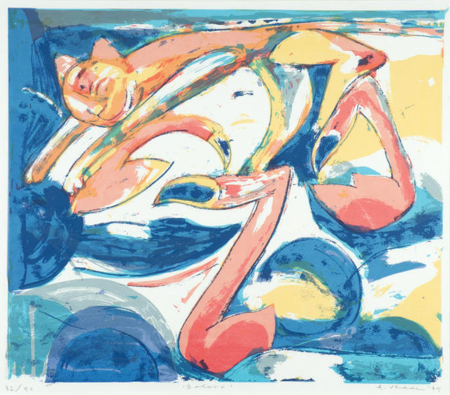 Kleurrijke litho 'Bolero'va n Anton Vrede uit 1989. 74/90 verkocht voor € 50!